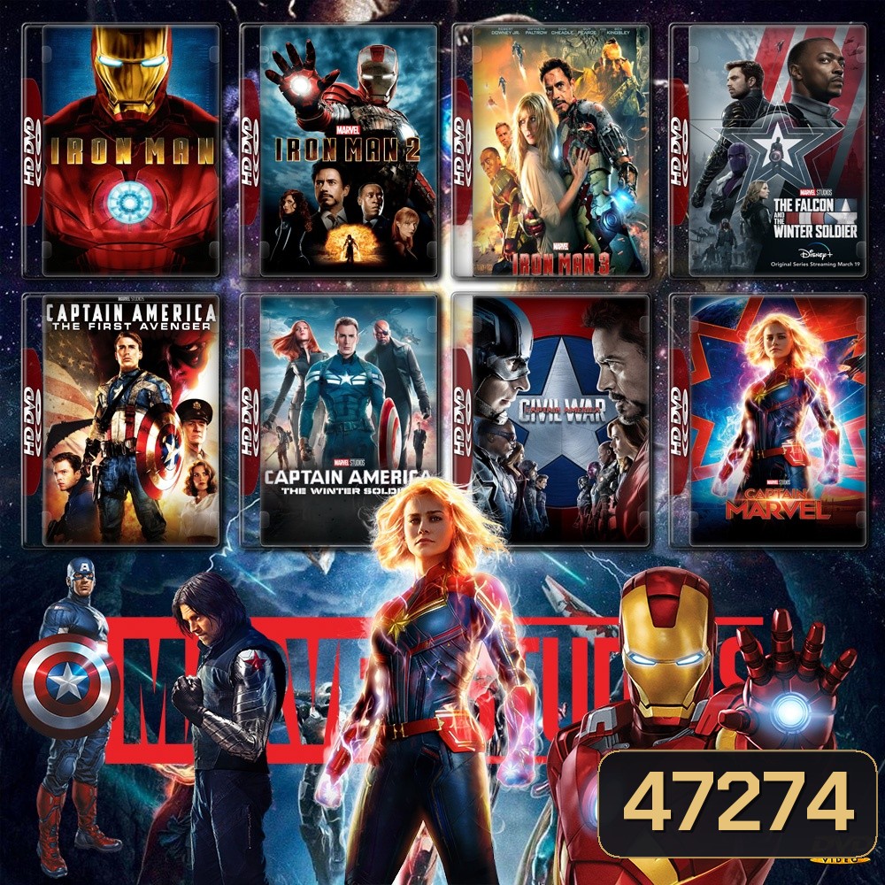 รวมหนัง Marvel Set 2 IRON MAN ภาค 1-3 + CAPTAIN AMERICA ภาค 1-3 + CAPTAIN MARVEL 4K Master พากย์ไทย